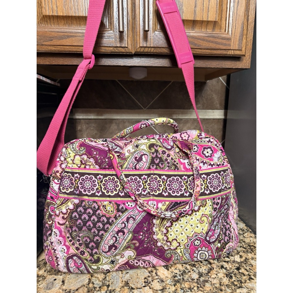 Vera Bradley Very Berry Paisley Retired Weekender Gym Duffel Travel Bag Large